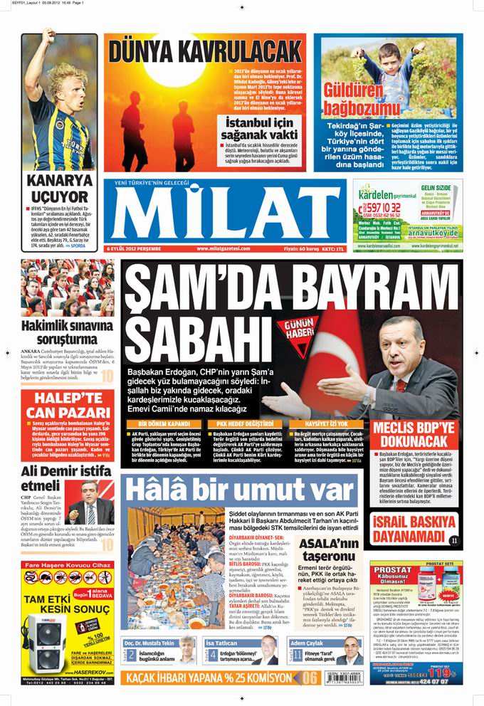 Gazete Manşetleri - 6 Eylül Perşembe 17