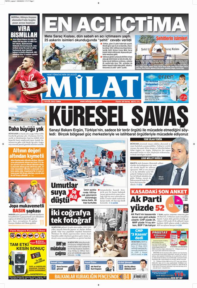 Gazete Manşetleri - 7 Eylül Cuma 18