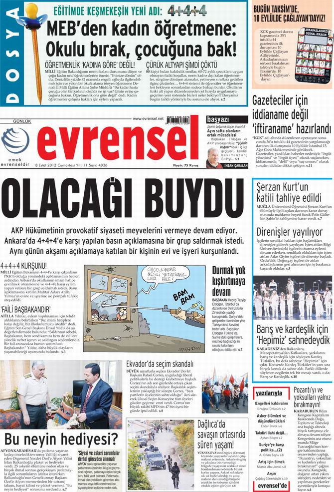 Gazete Manşetleri - 8 Eylül Cumartesi 21