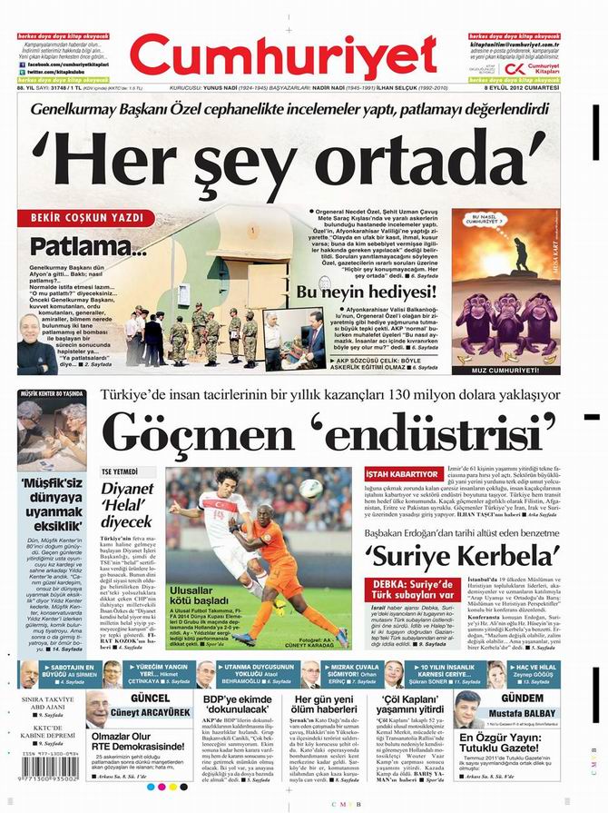 Gazete Manşetleri - 8 Eylül Cumartesi 22