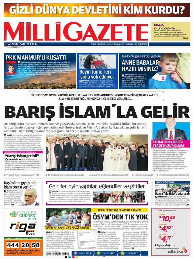 Gazete Manşetleri - 10 Eylül Pazartesi 16