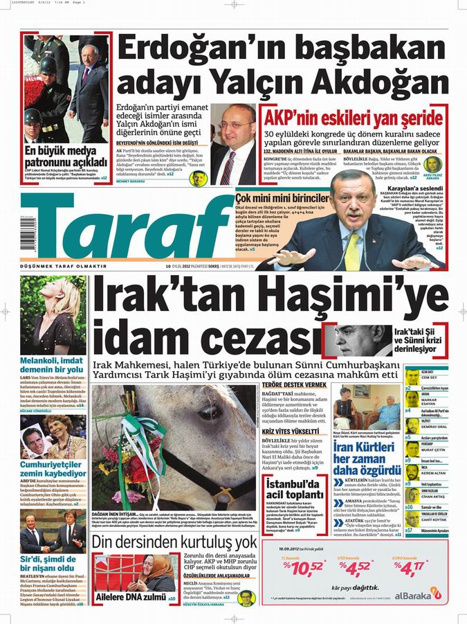 Gazete Manşetleri - 10 Eylül Pazartesi 8