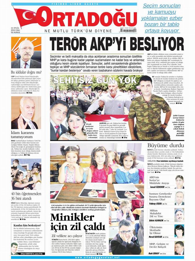 Gazete Manşetleri - 11 Eylül Salı 14