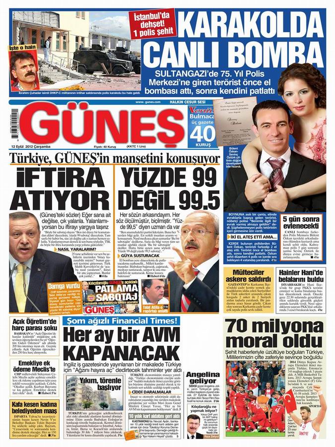 Gazete Manşetleri - 12 Eylül Çarşamba 20