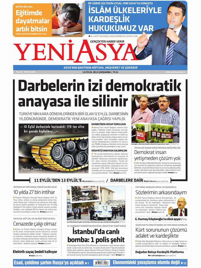 Gazete Manşetleri - 12 Eylül Çarşamba 3