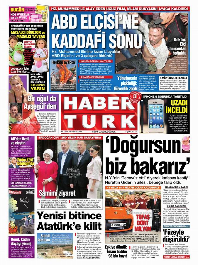 Gazete Manşetleri - 13 Eylül Perşembe 17