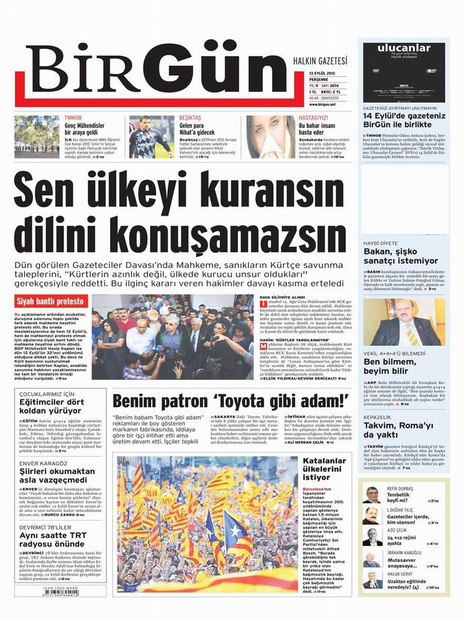 Gazete Manşetleri - 13 Eylül Perşembe 22