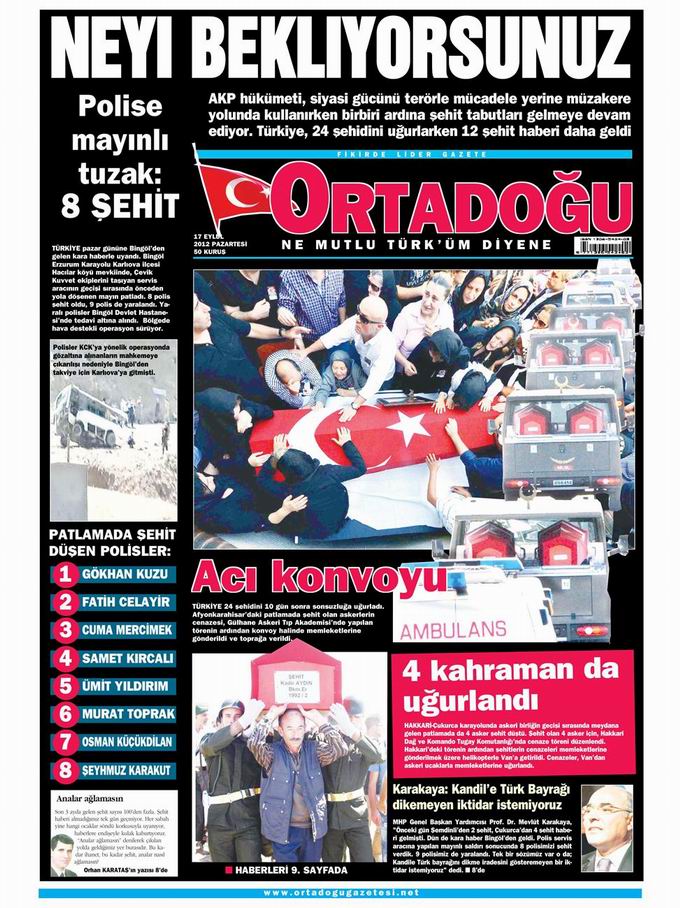 Gazete Manşetleri - 17 Eylül Pazartesi 14