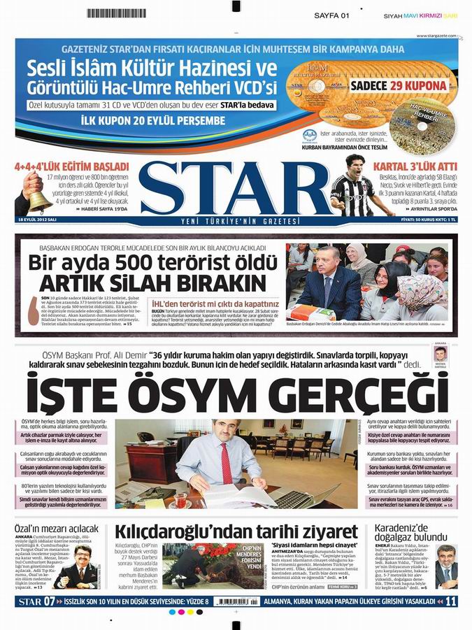 Gazete Manşetleri - 18 Eylül Salı 8