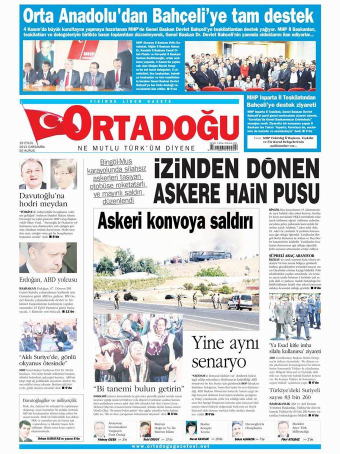 Gazete Manşetleri - 19 Eylül Çarşamba 14