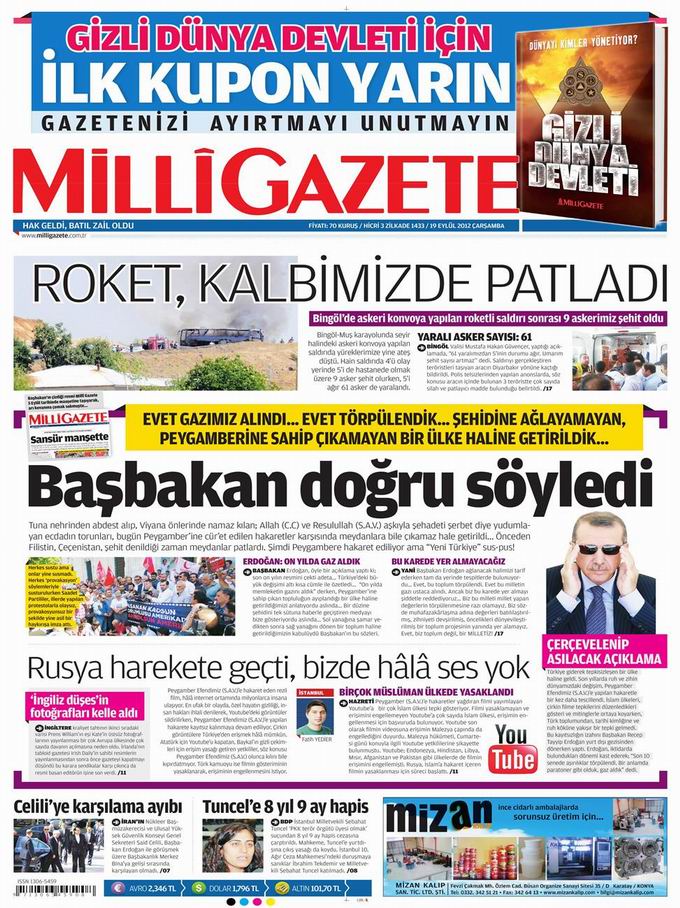 Gazete Manşetleri - 19 Eylül Çarşamba 16