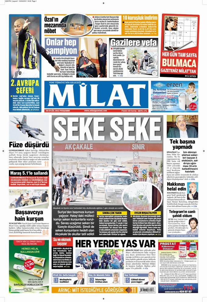 Gazete Manşetleri - 20 Eylül Perşembe 15