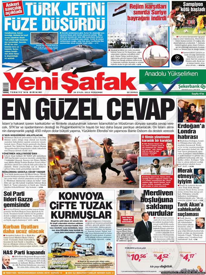 Gazete Manşetleri - 20 Eylül Perşembe 2