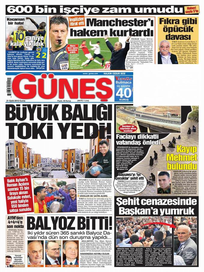Gazete Manşetleri - 21 Eylül Cuma 20