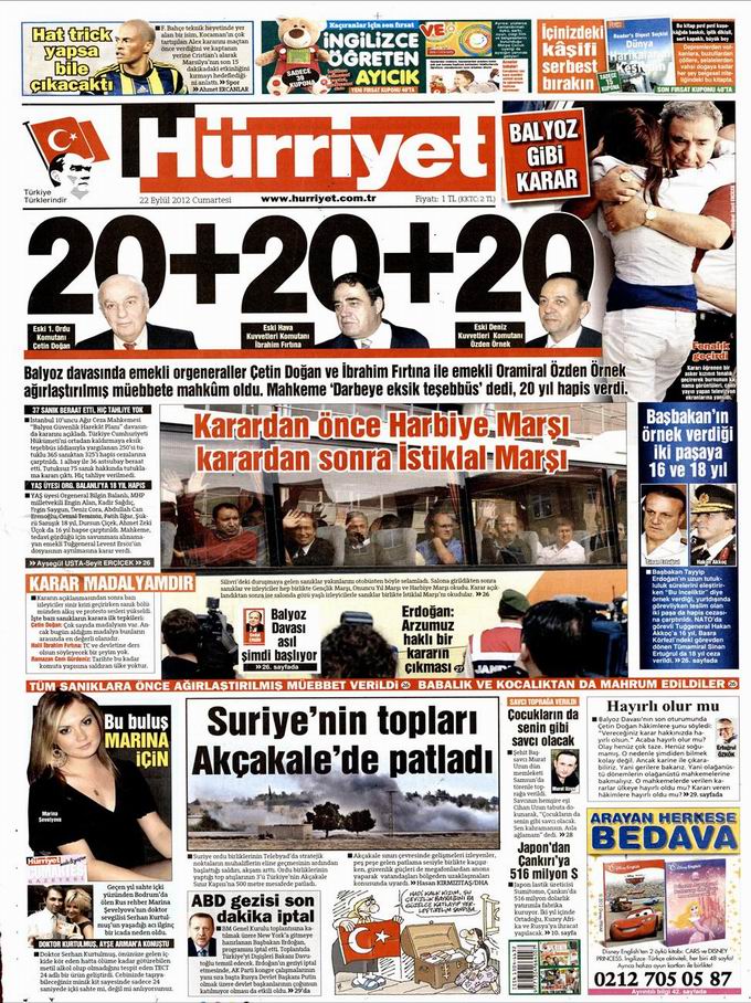 Gazete Manşetleri - 22 Eylül Cumartesi 18