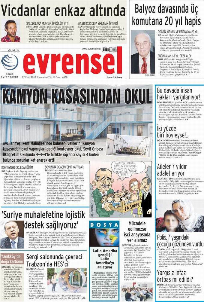 Gazete Manşetleri - 22 Eylül Cumartesi 21