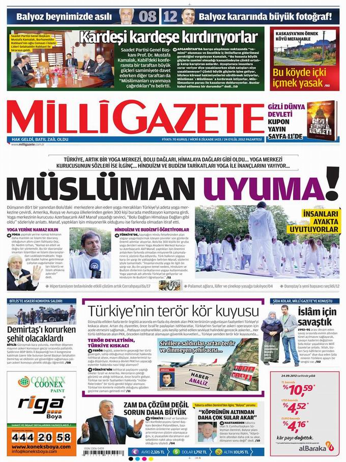 Gazete Manşetleri - 24 Eylül Pazartesi 16