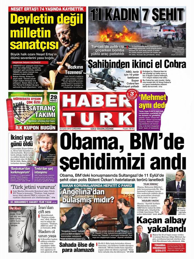 Gazete Manşetleri - 26 Eylül Çarşamba 19