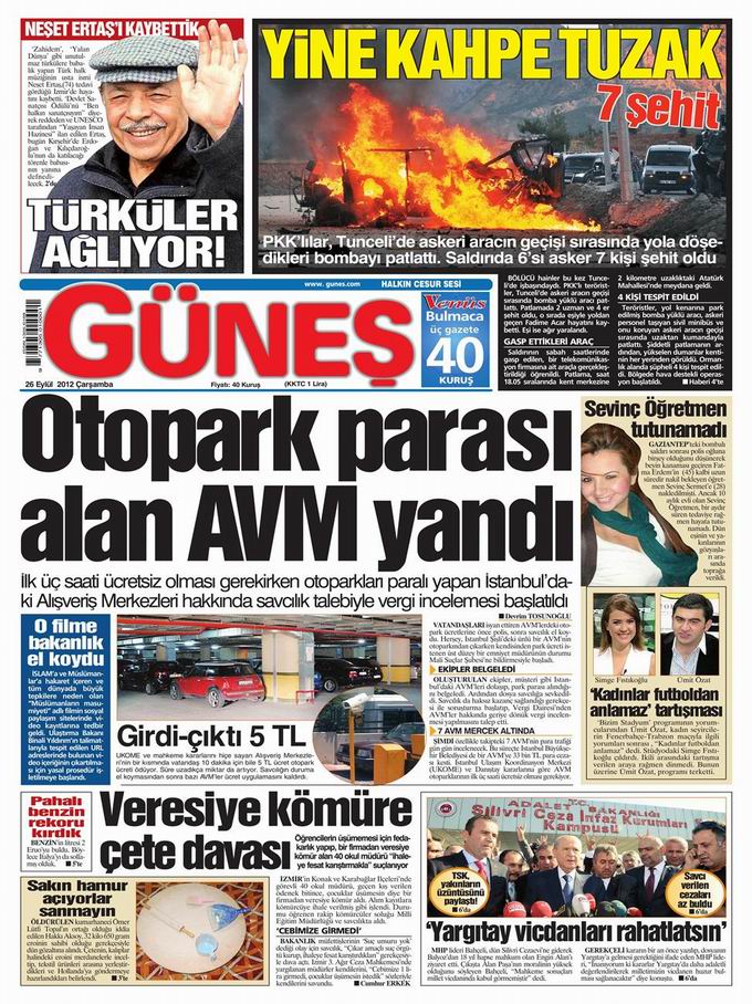 Gazete Manşetleri - 26 Eylül Çarşamba 20