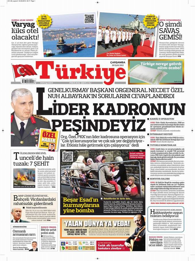 Gazete Manşetleri - 26 Eylül Çarşamba 6