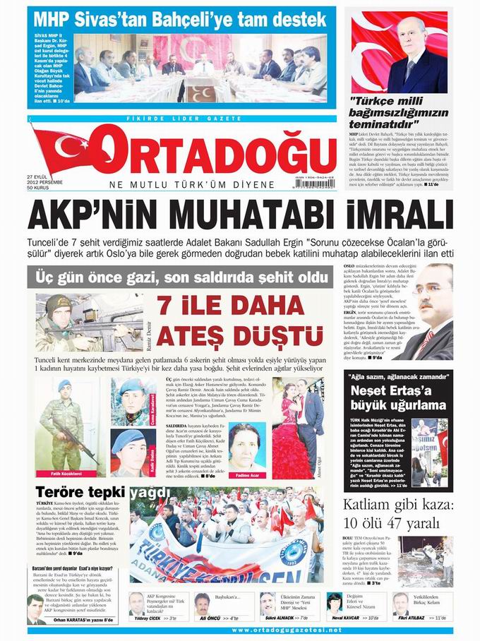 Gazete Manşetleri - 27 Eylül Perşembe 14