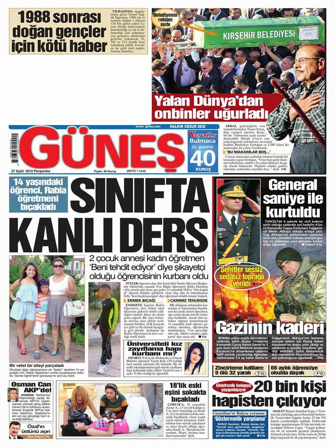 Gazete Manşetleri - 27 Eylül Perşembe 20