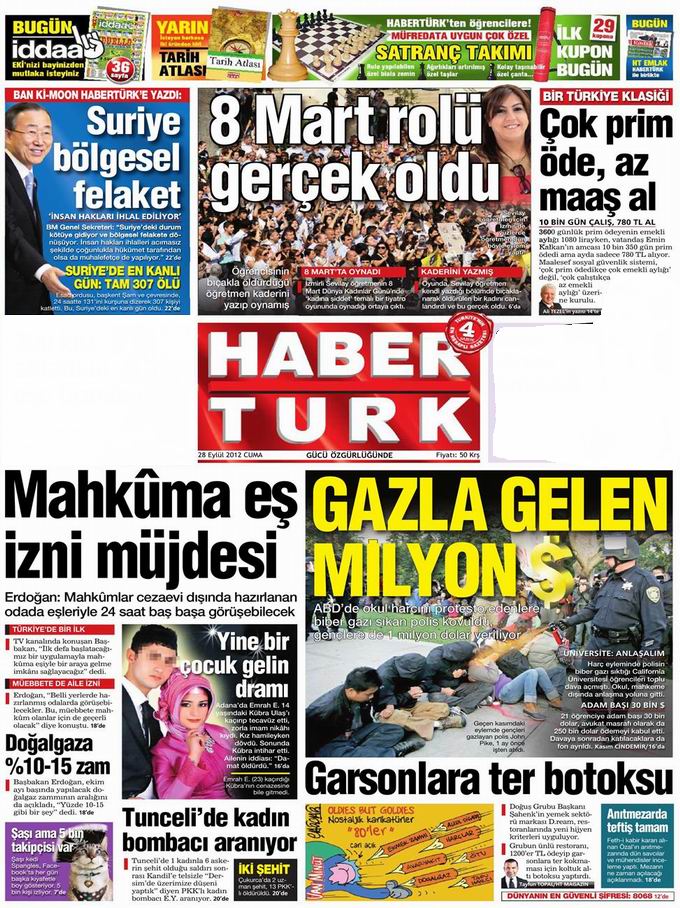 Gazete Manşetleri - 28 Eylül Cuma 19