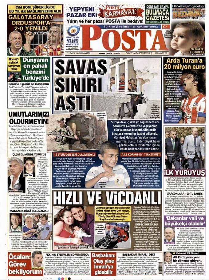 Gazete Manşetleri - 29 Eylül Cumartesi 13