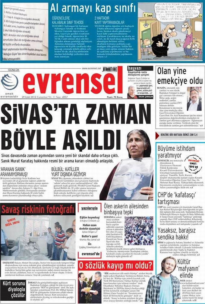 Gazete Manşetleri - 29 Eylül Cumartesi 21