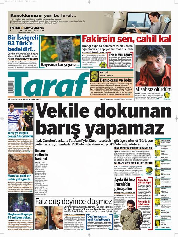 Gazete Manşetleri - 29 Eylül Cumartesi 8