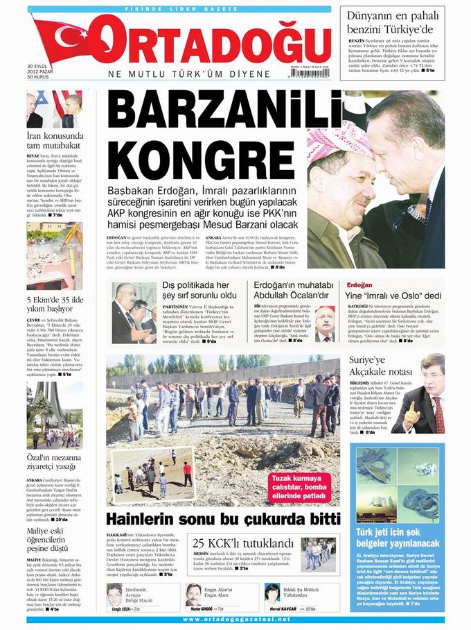 Gazete Manşetleri - 30 Eylül Pazar 14