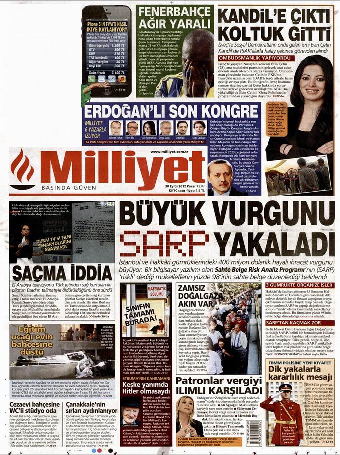 Gazete Manşetleri - 30 Eylül Pazar 15
