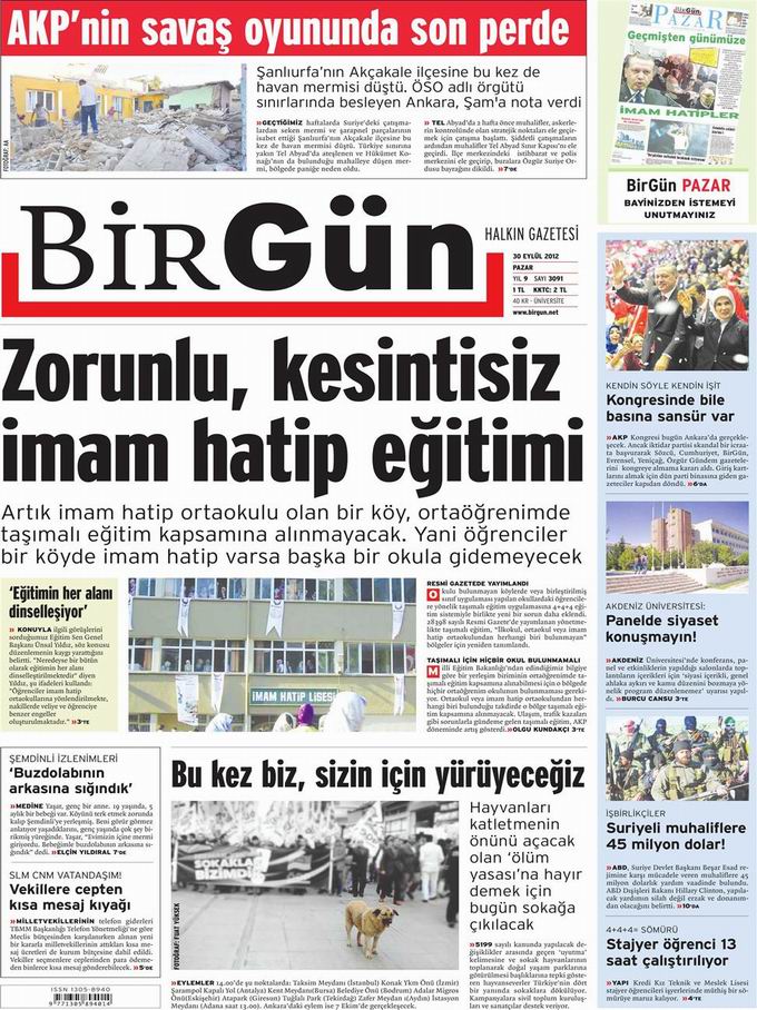 Gazete Manşetleri - 30 Eylül Pazar 21