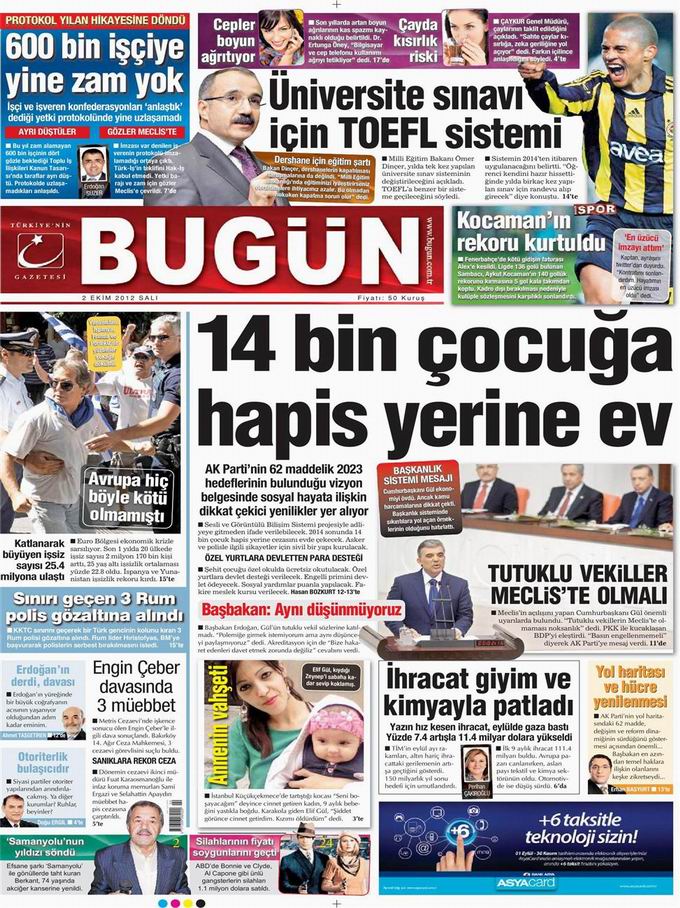 Gazete Manşetleri - 2 Ekim Salı 20