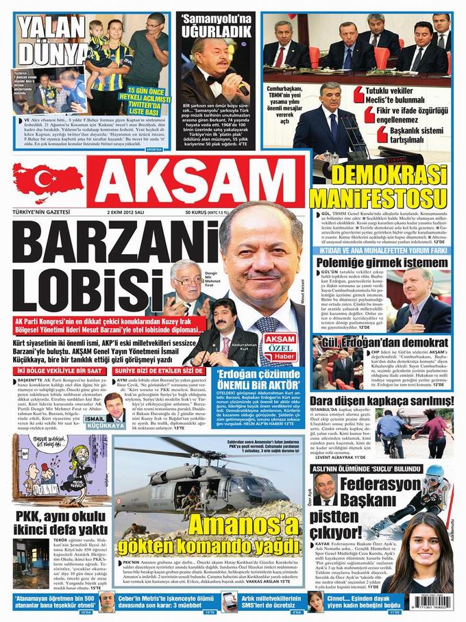 Gazete Manşetleri - 2 Ekim Salı 22