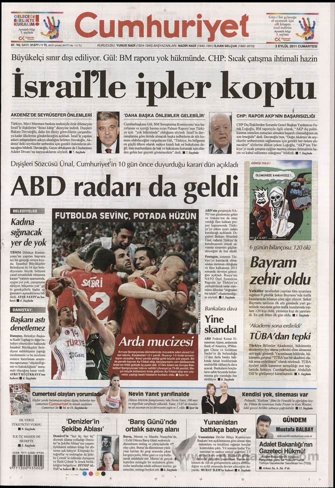 3 Eylül 2011 Gazete Manşetleri 5