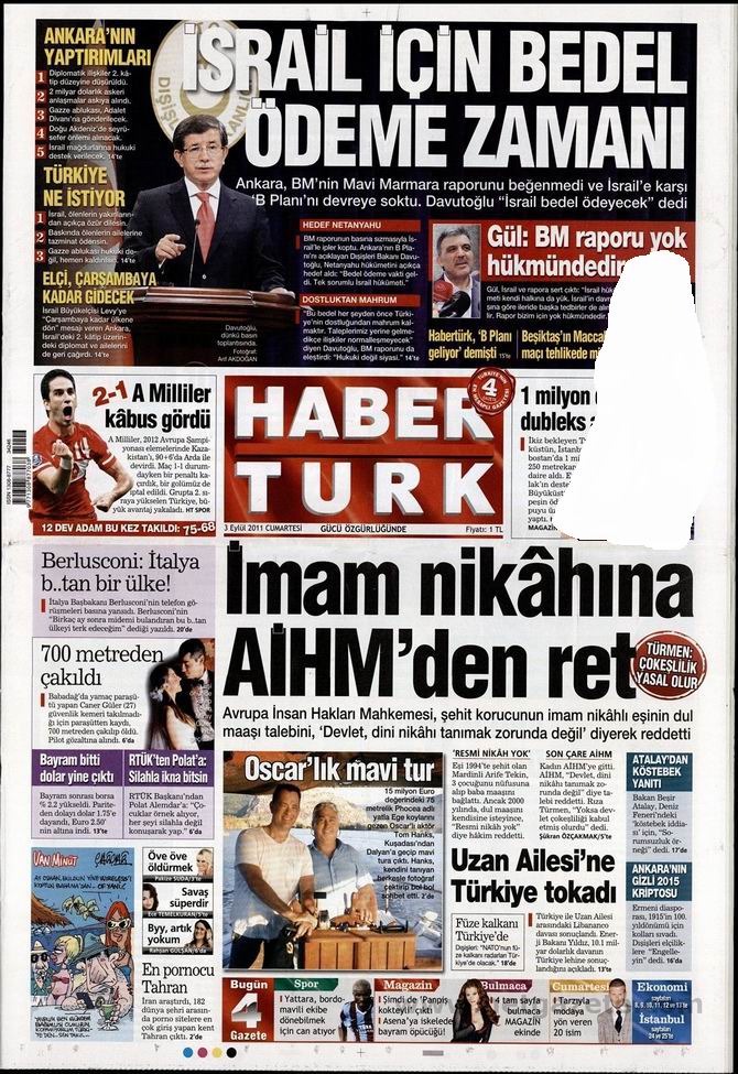 3 Eylül 2011 Gazete Manşetleri 7