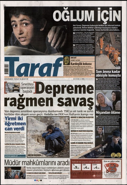 Gazete Manşetleri - 25 Ekim 2011 17