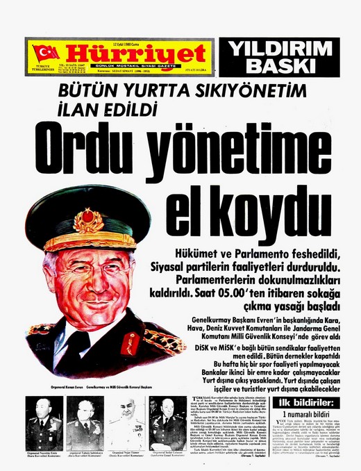 12 Eylül Darbesi Gazete Manşetleri 1
