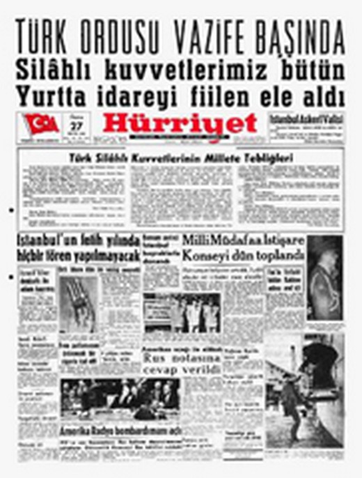 12 Eylül Darbesi Gazete Manşetleri 7