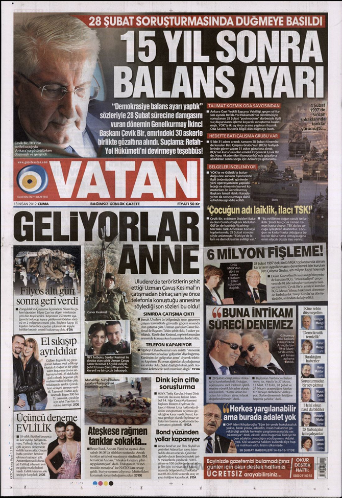 Gazete Manşetlerinde 28 Şubat Operasyonu 20