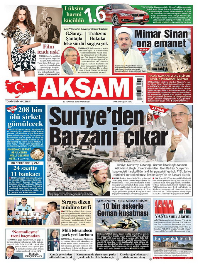 Gazete Manşetleri - 30 Temmuz 2012 1