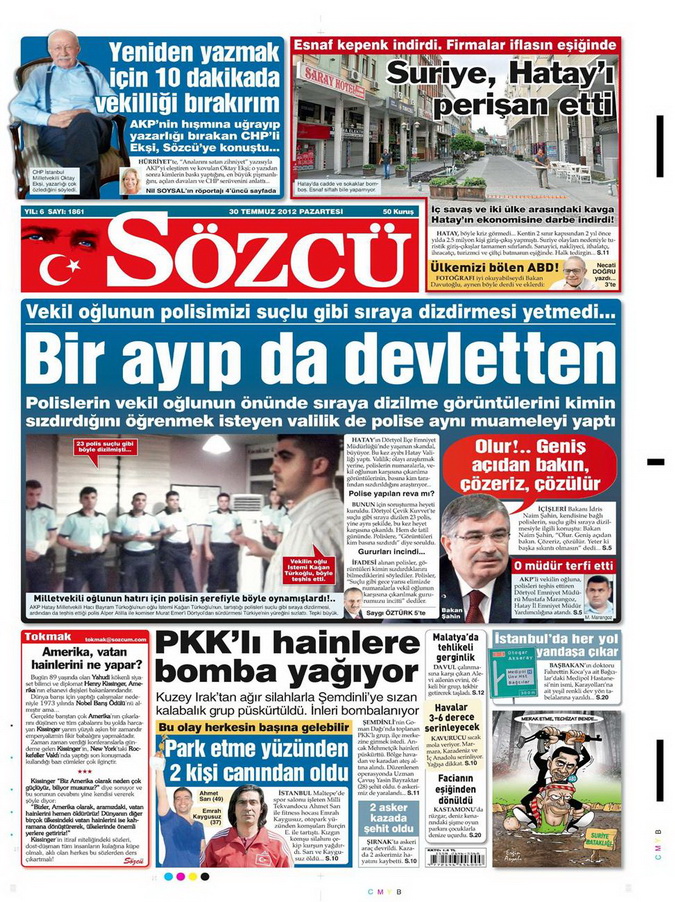 Gazete Manşetleri - 30 Temmuz 2012 14