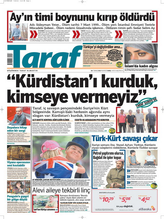 Gazete Manşetleri - 30 Temmuz 2012 17