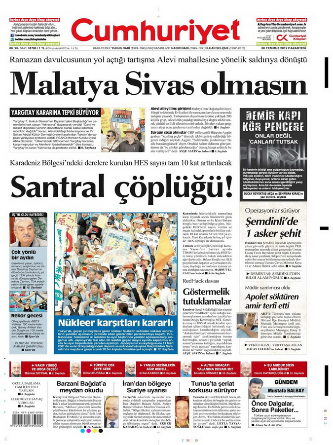 Gazete Manşetleri - 30 Temmuz 2012 4