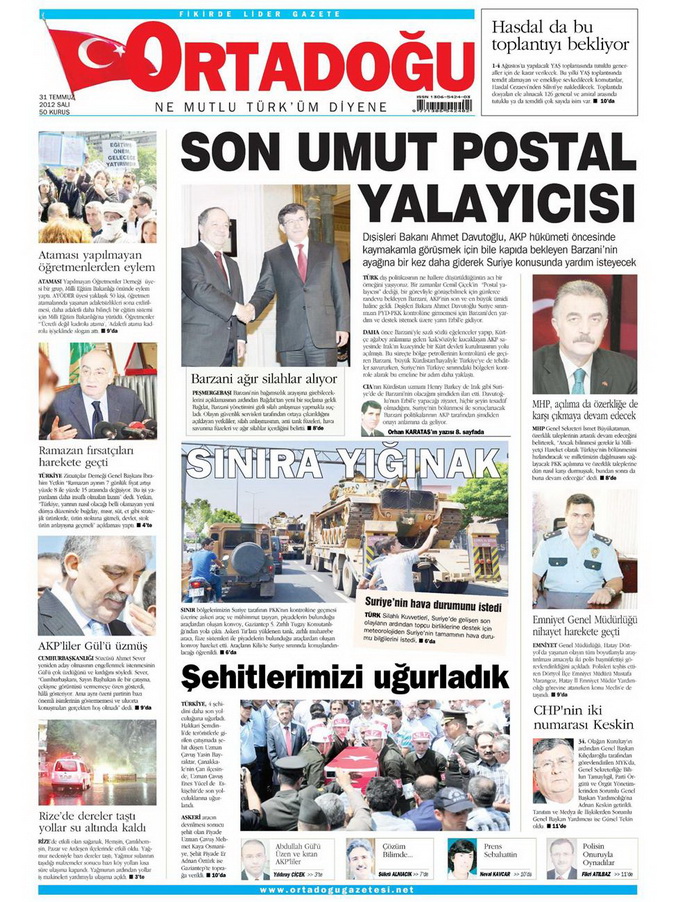 Gazete Manşetleri - 31 Temmuz 2012 11