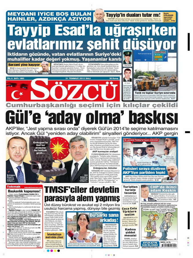 Gazete Manşetleri - 31 Temmuz 2012 15