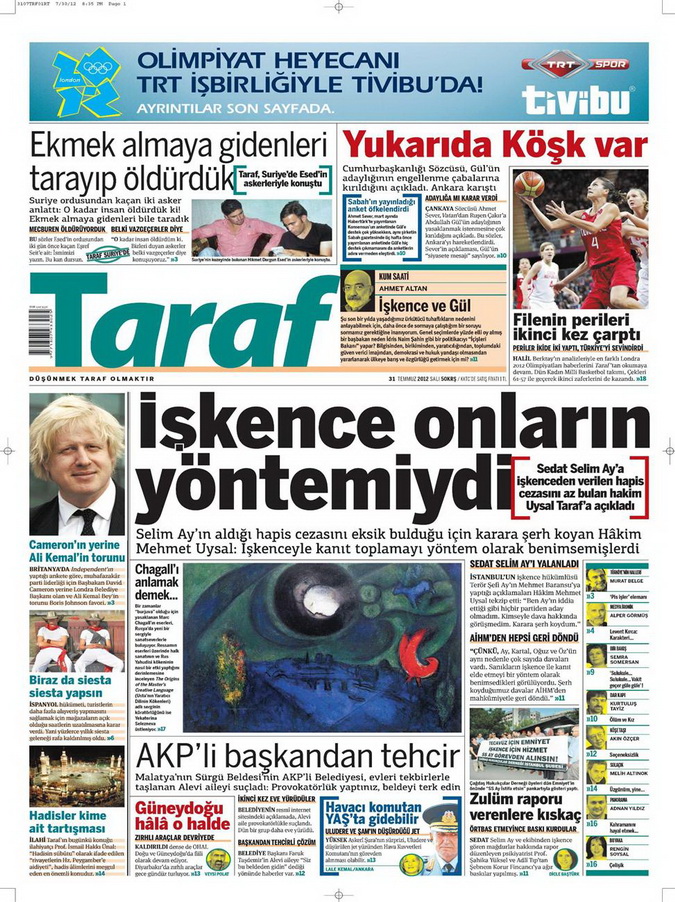 Gazete Manşetleri - 31 Temmuz 2012 18