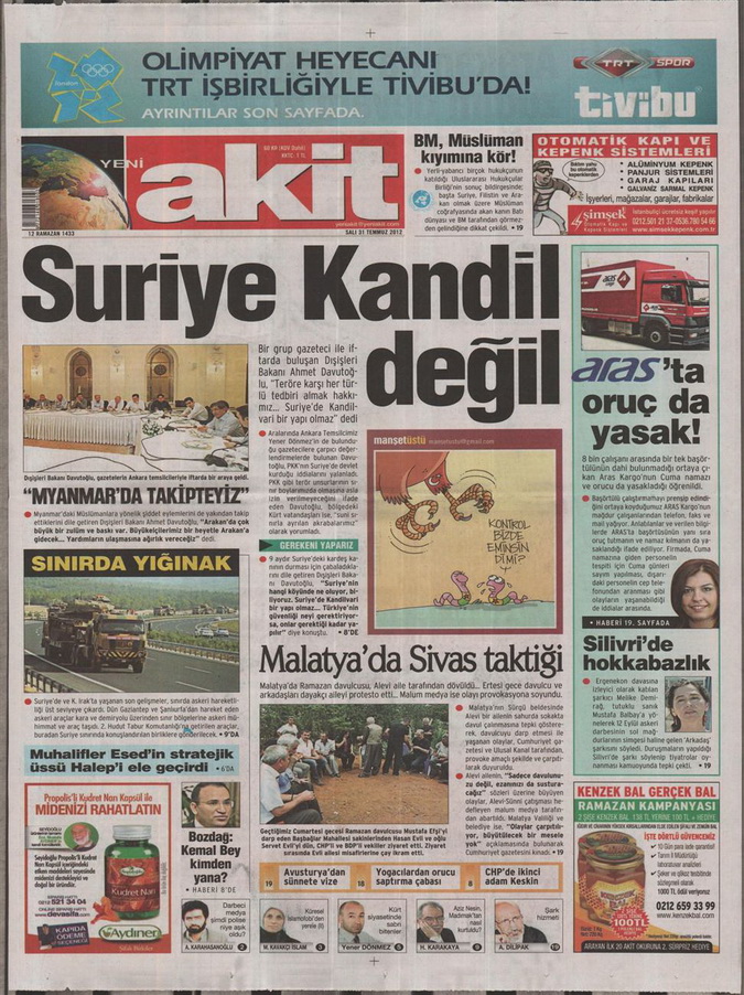 Gazete Manşetleri - 31 Temmuz 2012 22