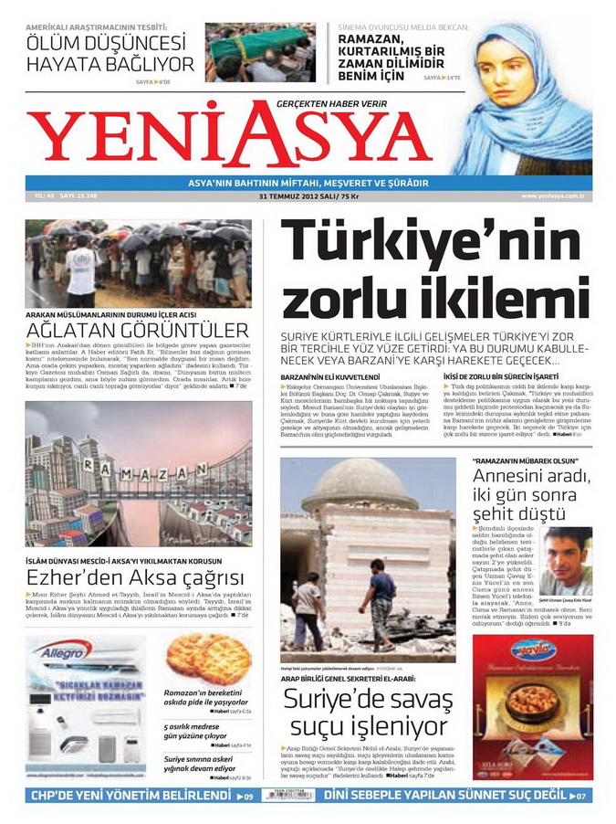 Gazete Manşetleri - 31 Temmuz 2012 23
